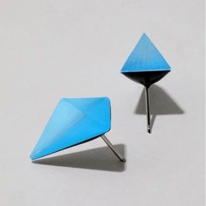 ALEXIS BITTAR • Lucite Pyramid Neon Blue Post Earrings